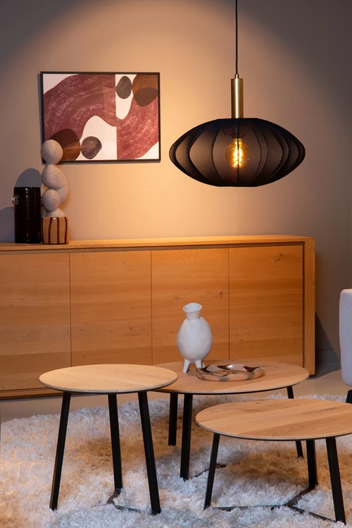 Lucide CORINA - Hanglamp - Ø 50 cm - 1xE27 - Zwart - sfeer 1